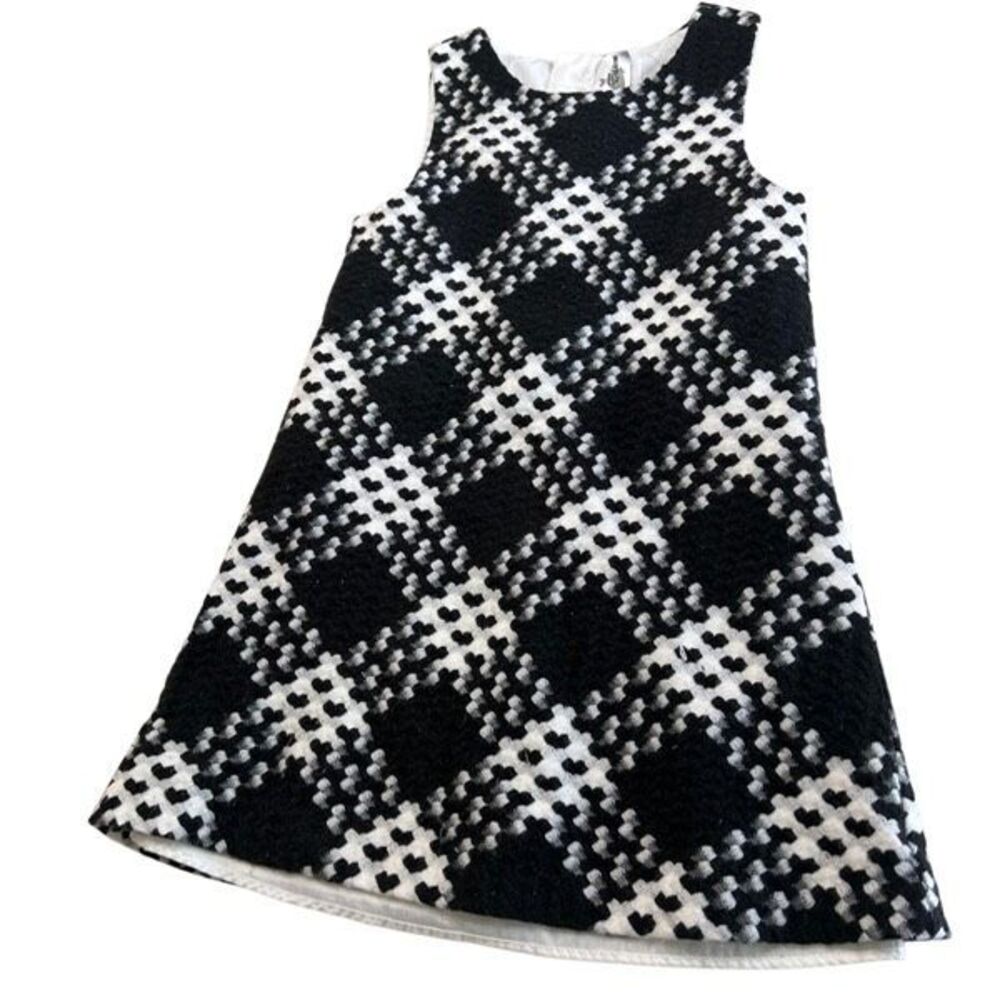 Rare Editions Girls Plaid Knit Lined Sleeveless A-Line Dress Black White Size 6